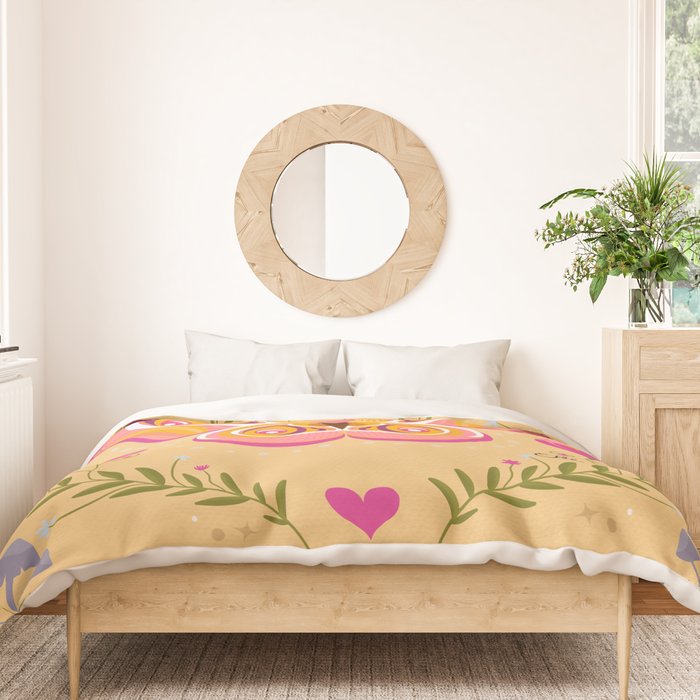 Madagascar Bullseye Moth in Enchanted Garden Duvet Cover Gallery Image 3