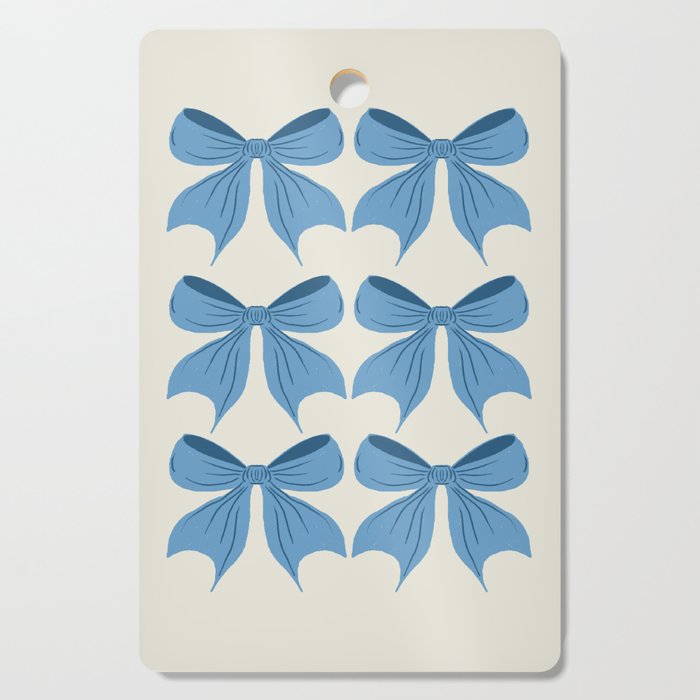 Elegant Blue Bow Pattern A Classic and Stylish Design Cutting Board Gallery Image 1