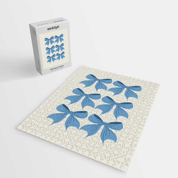 Elegant Blue Bow Pattern A Classic and Stylish Design Jigsaw Puzzle Gallery Image 2
