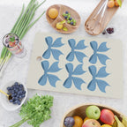 Elegant Blue Bow Pattern A Classic and Stylish Design Cutting Board Gallery Image 2