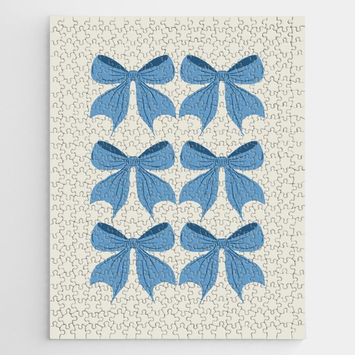 Elegant Blue Bow Pattern A Classic and Stylish Design Jigsaw Puzzle Gallery Image 1