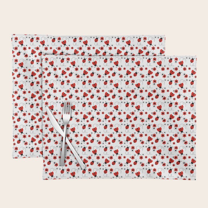 Red Ladybug Floral Pattern Placemat Gallery Image 1