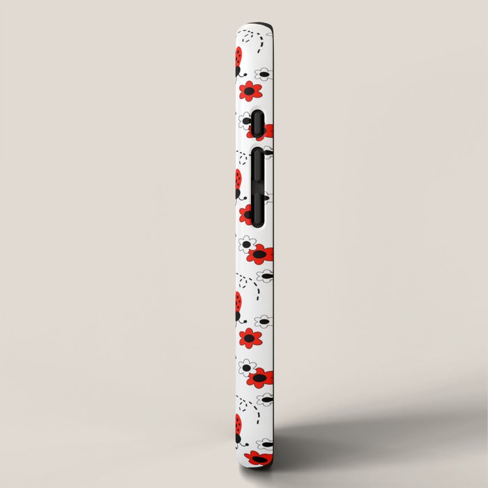 Red Ladybug Floral Pattern iPhone Case Gallery Image 2