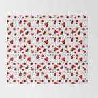 Red Ladybug Floral Pattern Throw Blanket Gallery Image 2