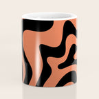 Retro Liquid Swirl Abstract Pattern in Black and Orange Coffee Mug Gallery Image 4