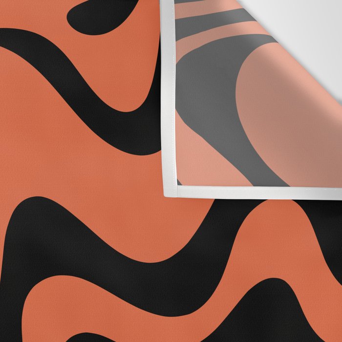 Retro Liquid Swirl Abstract Pattern in Black and Orange Wall Tapestry Gallery Image 3