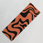 Retro Liquid Swirl Abstract Pattern in Black and Orange Yoga Mat Gallery Image 1
