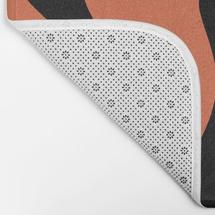 Retro Liquid Swirl Abstract Pattern in Black and Orange Bath Mat Gallery Image 2
