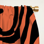 Retro Liquid Swirl Abstract Pattern in Black and Orange Window Curtain Gallery Image 2