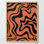 Retro Liquid Swirl Abstract Pattern in Black and Orange Serving Tray Gallery Image 1
