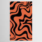 Retro Liquid Swirl Abstract Pattern in Black and Orange Tablecloth Gallery Image 2