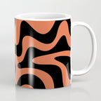 Retro Liquid Swirl Abstract Pattern in Black and Orange Coffee Mug Gallery Image 1