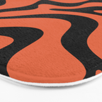 Retro Liquid Swirl Abstract Pattern in Black and Orange Bath Mat Gallery Image 3
