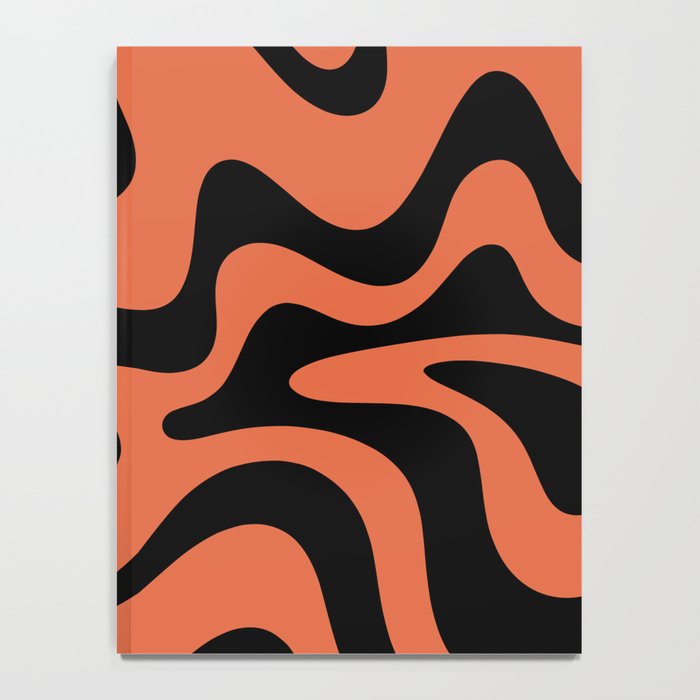 Retro Liquid Swirl Abstract Pattern in Black and Orange Notebook Gallery Image 4