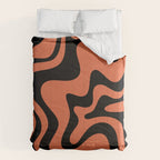 Retro Liquid Swirl Abstract Pattern in Black and Orange Comforter Gallery Image 6