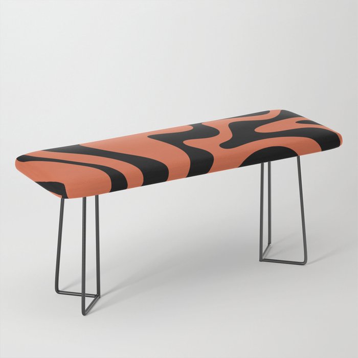 Retro Liquid Swirl Abstract Pattern in Black and Orange Bench Gallery Image 1