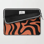 Retro Liquid Swirl Abstract Pattern in Black and Orange Laptop Sleeve Gallery Image 2