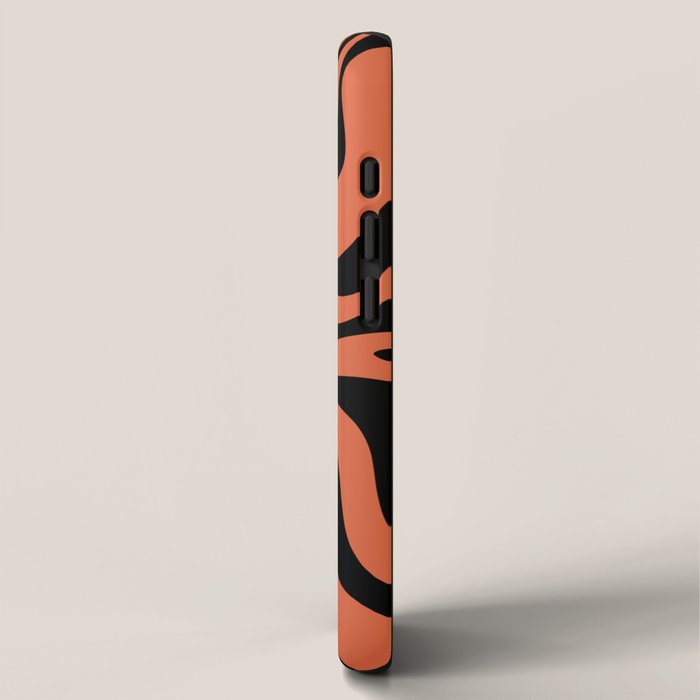 Retro Liquid Swirl Abstract Pattern in Black and Orange iPhone Case Gallery Image 2