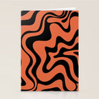 Retro Liquid Swirl Abstract Pattern in Black and Orange Stationery Card Gallery Image 2