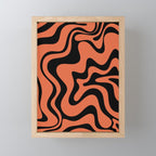 Retro Liquid Swirl Abstract Pattern in Black and Orange Mini Art Print Gallery Image 1