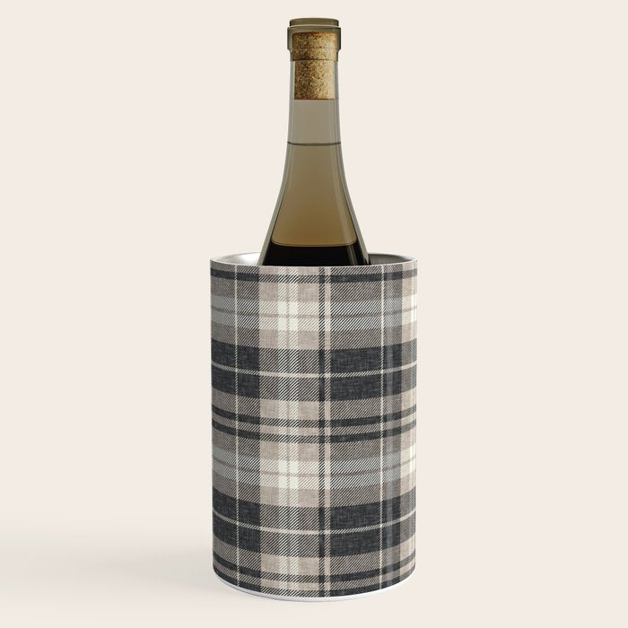 fall plaid - tan and charcoal Wine Chiller Gallery Image 1