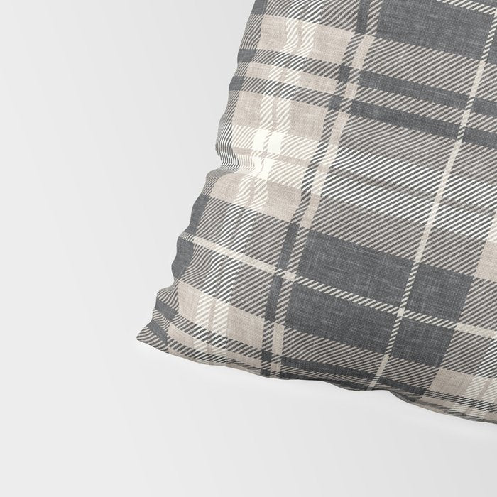 fall plaid - tan and charcoal Pillow Sham Gallery Image 4
