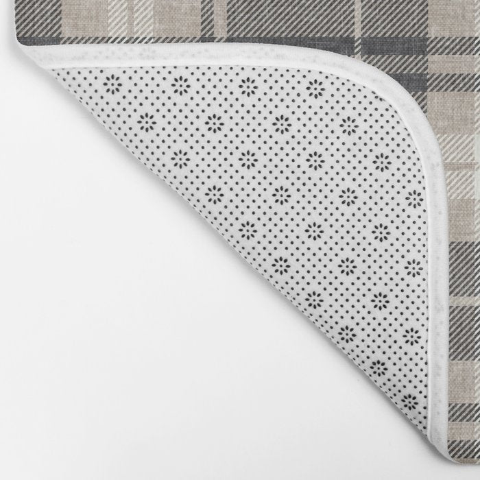 fall plaid - tan and charcoal Bath Mat Gallery Image 2