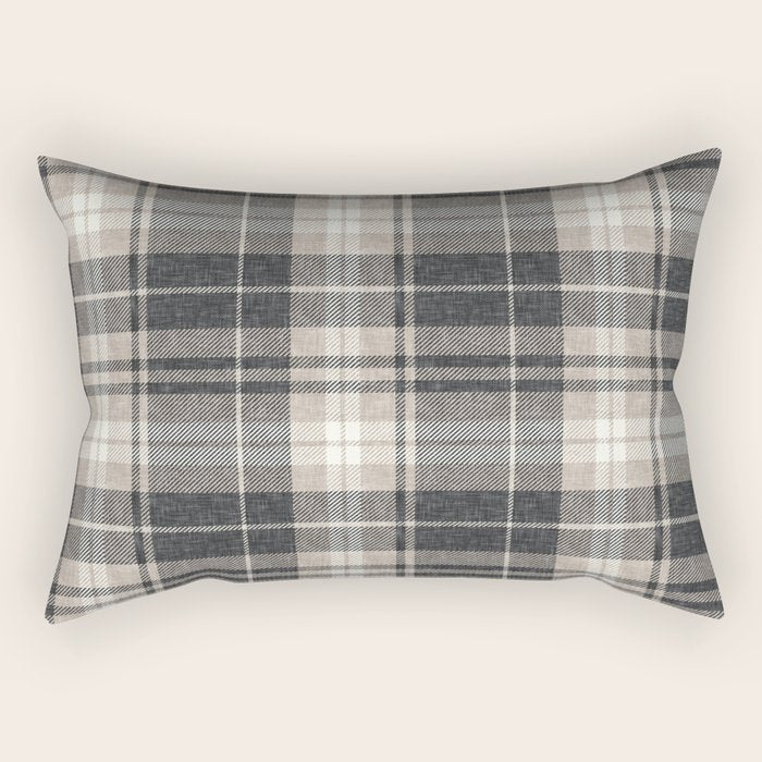 fall plaid - tan and charcoal Rectangular Pillow Gallery Image 2