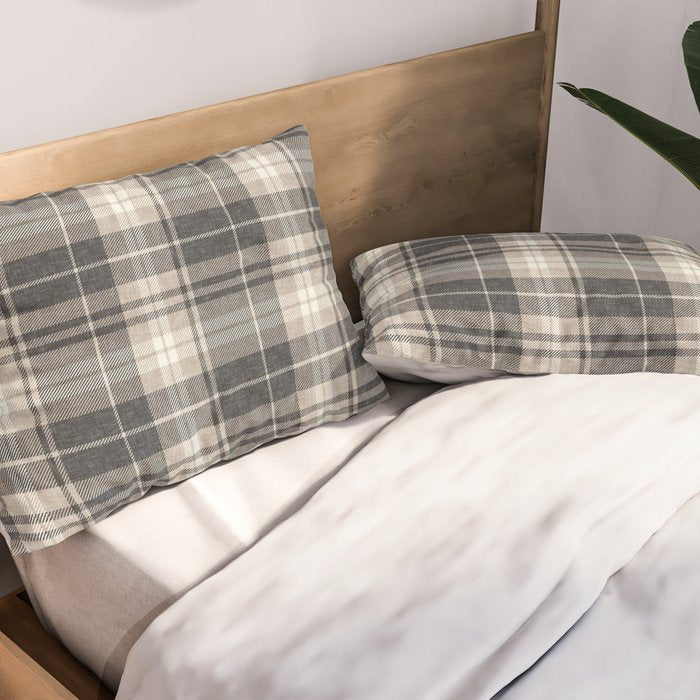 fall plaid - tan and charcoal Pillow Sham Gallery Image 2