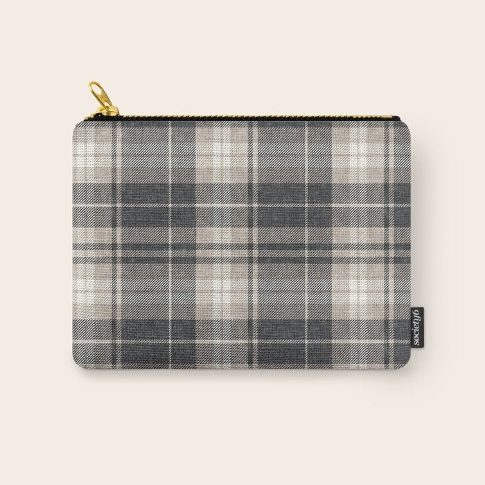 fall plaid - tan and charcoal Carry All Pouch Gallery Image 1