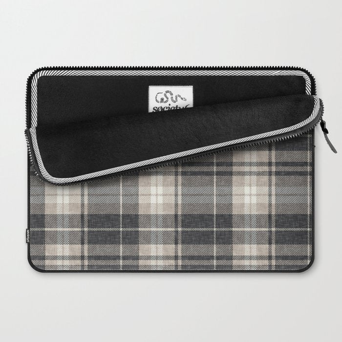 fall plaid - tan and charcoal Laptop Sleeve Gallery Image 2