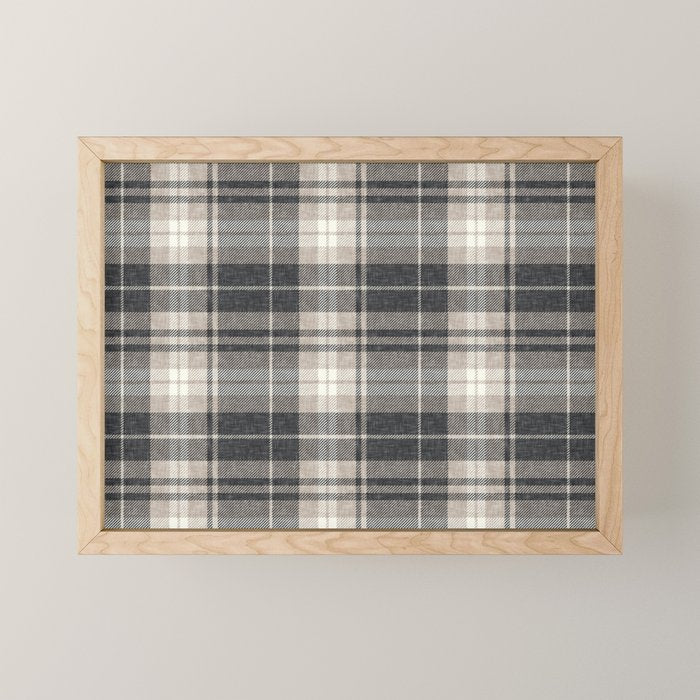 fall plaid - tan and charcoal Mini Art Print Gallery Image 1