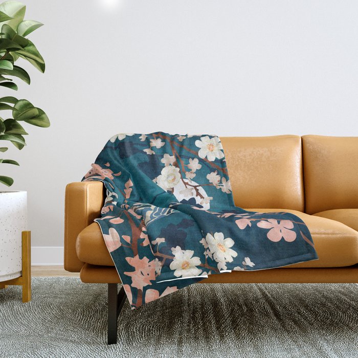 Midnight Blossom Throw Blanket Gallery Image 1