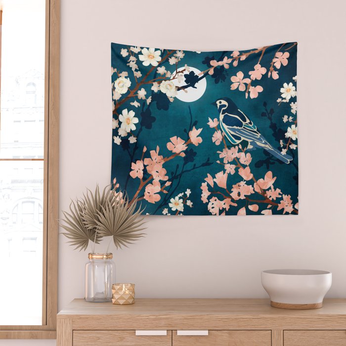 Midnight Blossom Wall Tapestry Gallery Image 2