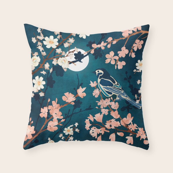 Midnight Blossom Throw Pillow Gallery Image 1