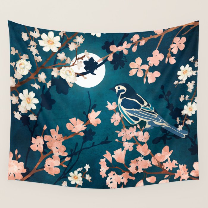 Midnight Blossom Wall Tapestry Gallery Image 1