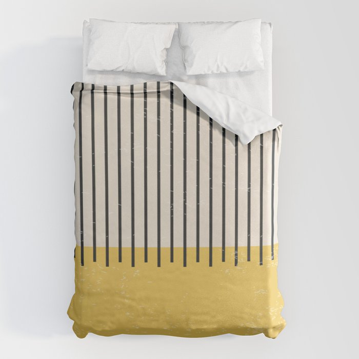 Yellow Lemon Square Stripes Mid Century Modern Minimalist Rothko Inspired Colourfield Stripes Duvet Cover Gallery Image 1