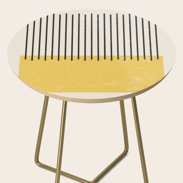 Yellow Lemon Square Stripes Mid Century Modern Minimalist Rothko Inspired Colourfield Stripes Side Table Gallery Image 2