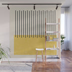 Yellow Lemon Square Stripes Mid Century Modern Minimalist Rothko Inspired Colourfield Stripes Wall Mural Gallery Image 1
