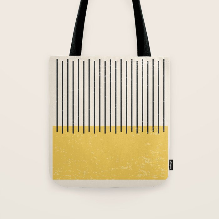 Yellow Lemon Square Stripes Mid Century Modern Minimalist Rothko Inspired Colourfield Stripes Tote Bag Gallery Image 1