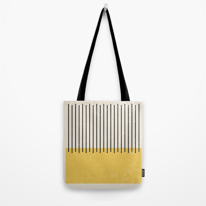 Yellow Lemon Square Stripes Mid Century Modern Minimalist Rothko Inspired Colourfield Stripes Tote Bag Gallery Image 2