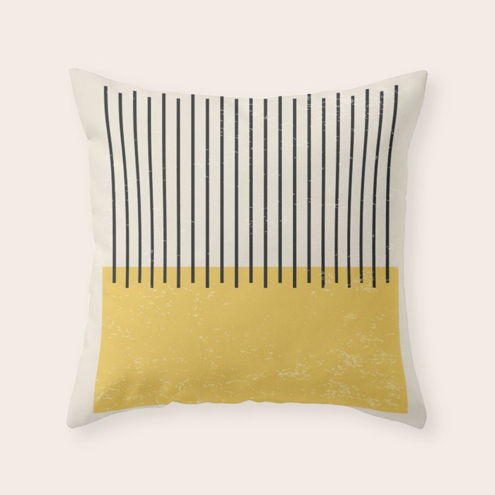 Yellow Lemon Square Stripes Mid Century Modern Minimalist Rothko Inspired Colourfield Stripes Throw Pillow Gallery Image 1