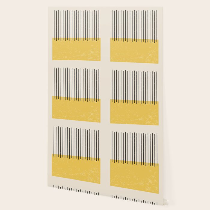 Yellow Lemon Square Stripes Mid Century Modern Minimalist Rothko Inspired Colourfield Stripes Wallpaper Gallery Image 2