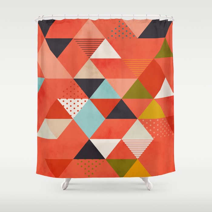 coral geometry Shower Curtain Gallery Image 1