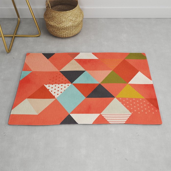 coral geometry Rug Gallery Image 1