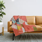 coral geometry Throw Blanket Gallery Image 1
