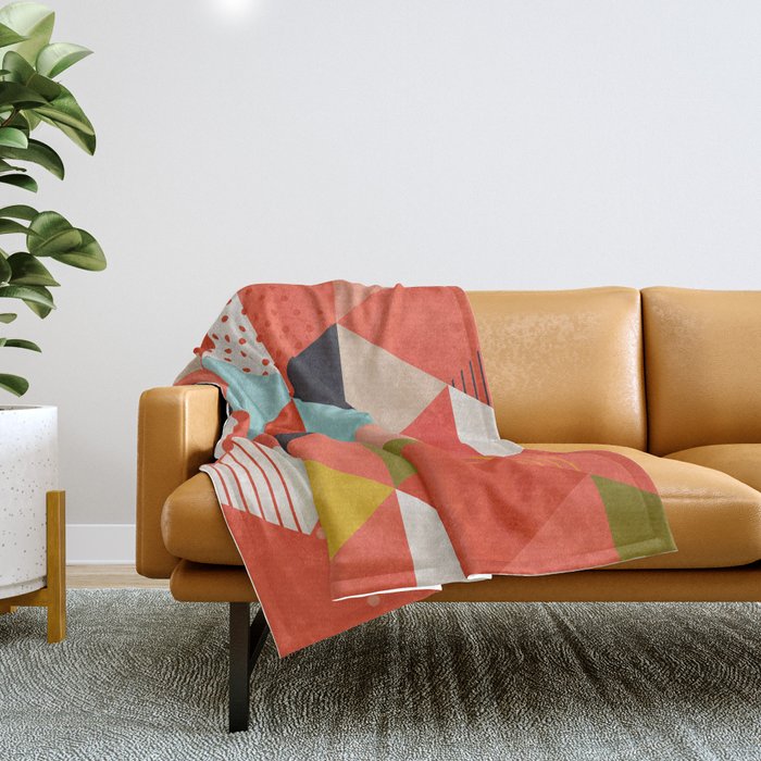 coral geometry Throw Blanket Gallery Image 1