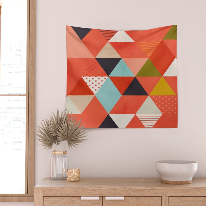 coral geometry Wall Tapestry Gallery Image 2