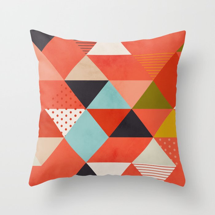 coral geometry Throw Pillow Gallery Image 6