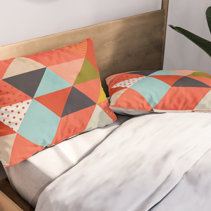 coral geometry Pillow Sham Gallery Image 2